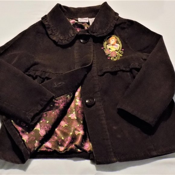 Disney Princess Brown Corduroy Pea Coat 5T - Picture 2 of 4